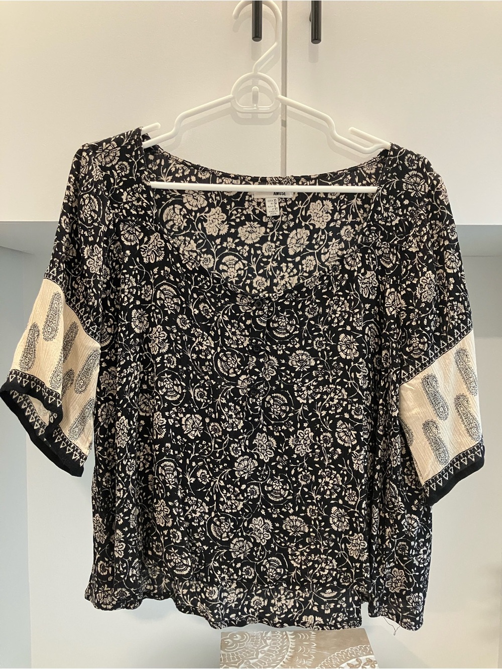 Amuse Society Floral Paisley Half Sleeve Blouse
